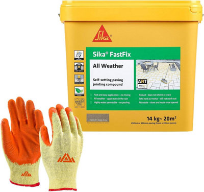 Sika FastFix All Weather Quick Dry Self-Setting Paving Jointing Compound, Deep Grey 14 kg 20 sq m with FREE GLOVES - Perfectonish