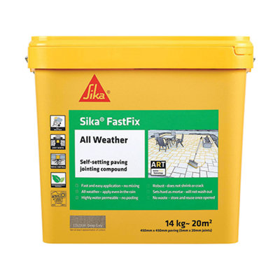 Sika FastFix All Weather Quick Dry Self-Setting Paving Jointing Compound, Deep Grey 14 kg 20 sq m with FREE GLOVES - Perfectonish