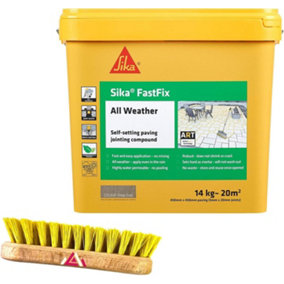 Sika FastFix All Weather Self-Setting Paving Jointing Compound, Deep Grey 14 kg 20 sq m with FREE Scrub - Perfectonish