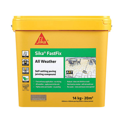Sika FastFix All Weather Self-Setting Paving Jointing Compound, Deep Grey 14 kg 20 sq m with FREE Scrub - Perfectonish