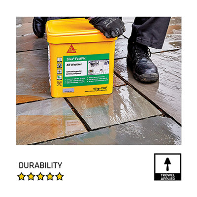 Sika FastFix All Weather Self-Setting Paving Jointing Compound, Deep Grey 14 kg 20 sq m with FREE Scrub - Perfectonish
