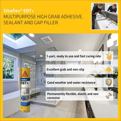 Sika Sikaflex EBT+ Adhesive, Sealant and Filler, Beige, 300 ml     SKFLEXEBTBG(n) (Pack of 6)