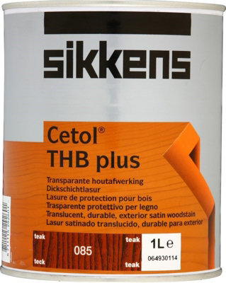 Sikkens 5088021 Cetol THB Plus Translucent Woodstain Teak 1 litre SIKCTHBPT1L