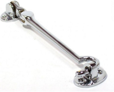 Silent Pattern Cabin Hook 150mm (6 Inch) - Polished Chrome Finish, Pack of 1 - Ideal for Doors, Gates, and Windows