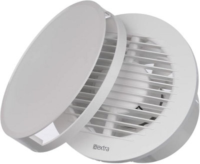 Silent Round Bathroom Extractor Fan 125mm with Timer and White Front Cover