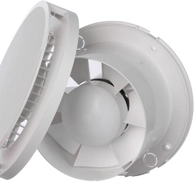 Silent Round Bathroom Extractor Fan 125mm with Timer and White Front Cover