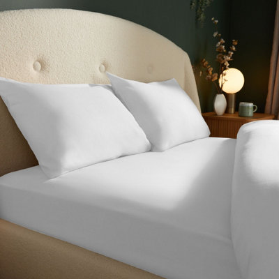 SILENTNIGHT BRUSHED COTTON FITTED SHEET - WHITE