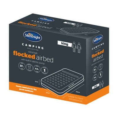 Silentnight Camping Collection Flock Airbed - Electric Pump - Grey - King