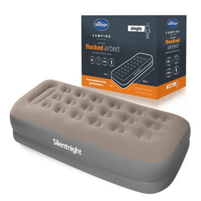 Silentnight Camping Collection Flock Airbed - Electric Pump - Grey - Single