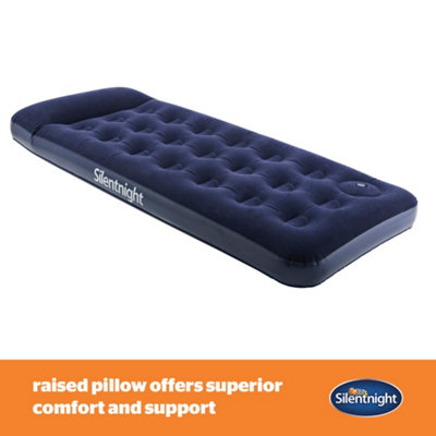 Silentnight Camping Collection Flock Airbed Footpump Blue Single DIY at B Q