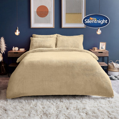 SILENTNIGHT TEDDY FLEECE DUVET SET - NATURAL - SINGLE