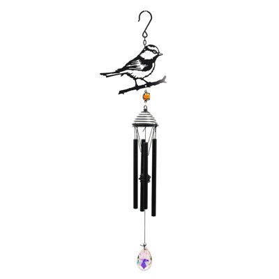 Silhouette Blue Tit Wind Chime - Black - Black powder coated - 58 cm x ...