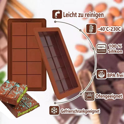 Webake Deep Chocolate Bar Mold Dubai, 2-Cavity Silicone