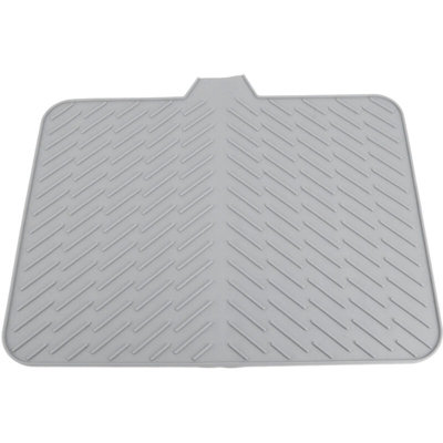 Silicone Dish Drying Mat with Built in Drain Lip Prevent Water Build Up ...