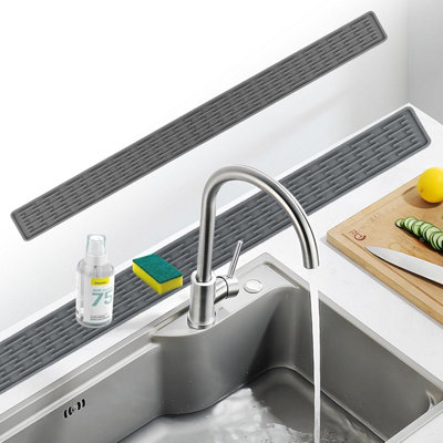 Silicone Sink Splash Guard & Faucet Mat - Kitchen Countertop Protector With Waterproof Edge