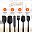 Silicone Spatulas for Baking and Cooking with Easy Storage Hanging Holes (Multi Pack Black - 6 Pack)