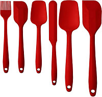Silicone Spatulas for Baking and Cooking with Easy Storage Hanging Holes (Multi Pack Red - 6 Pack)