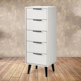 Silk Grey Narrow Chest of Drawers (5 Drawers)