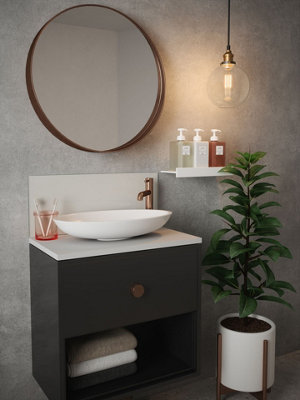 Silk Grey - Self Adhesive - Toughened Glass Bathroom Splashback 250mm x 500mm x 4mm