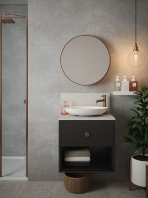 Silk Grey - Self Adhesive - Toughened Glass Bathroom Splashback 250mm x 500mm x 4mm