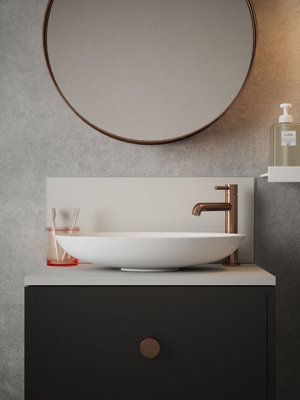 Silk Grey - Self Adhesive - Toughened Glass Bathroom Splashback 250mm x 500mm x 4mm