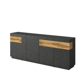 Silke 25 Sideboard Cabinet  in Matera & Wotan Oak - Modern with Two Drawers & Eight Compartments - W2190mm x H850mm x D400mm
