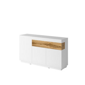 Silke 43 Sideboard Cabinet in White and Wotan Oak - Modern Elegance with Spacious Storage - W1500mm x H850mm x D400mm