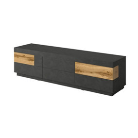 Silke TV Cabinet - Contemporary Handle-Free Design in High-Quality Laminated Board - W2060mm x H540mm x D500mm
