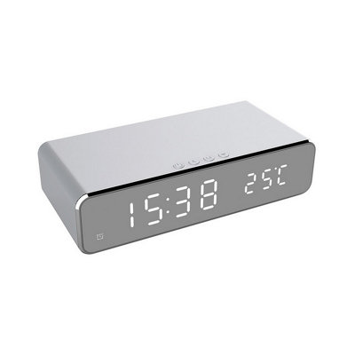 Sillver Wireless Charging Alarm Clock