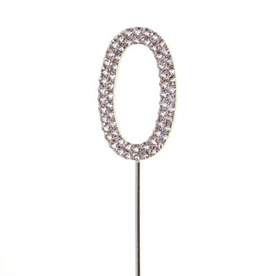 Silver 0 Sparkley Diamond Cake Topper Number 0 for Birthday Anniversary