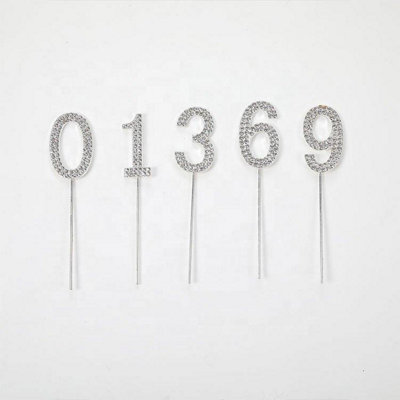 Silver 1 Sparkley Diamond Cake Topper Number 1 for Birthday Anniversary - 4