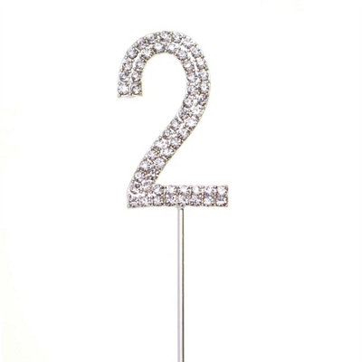 Silver 2 Sparkley Diamond Cake Topper Number 2 for Birthday Anniversary ...