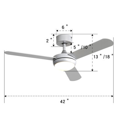 Silver 3 Blade Ceiling Fan Lights with Remote Control 42 Inch