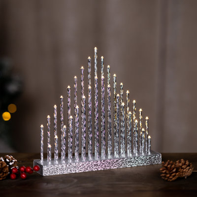 Silver 33 Bulb Christmas Pipe Candle Bridge Price Comparisons | Compare The Build
