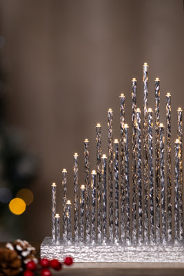 Silver 33 Bulb Christmas Pipe Candle Bridge