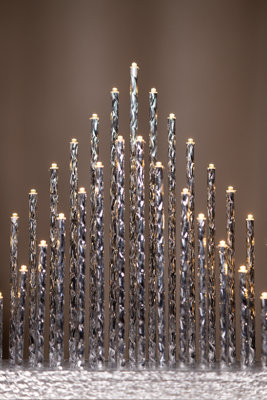 Silver 33 Bulb Christmas Pipe Candle Bridge - 3