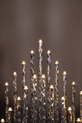 Silver 33 Bulb Christmas Pipe Candle Bridge - 5