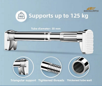 Silver 70 to 120CM Heavy Duty Extendable Shower Curtain Rail Rod ...