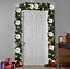 Silver 9FT Pre Lit Christmas Garland with Lights Door Wreath