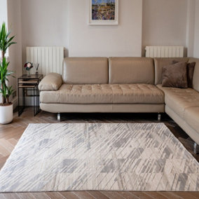 Silver Abstract Abstract Modern,Natural Fibers Wool Rug Bedroom & Living Room-240cm X 330cm
