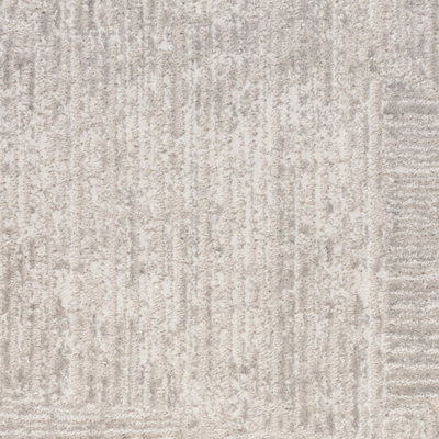 Silver Abstract Modern Easy to clean Rug for Bedroom & Living Room-69 X 229cm (Runner)