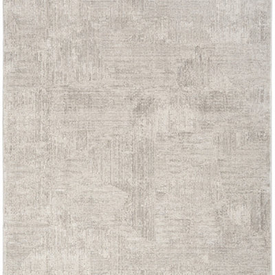 Silver Abstract Modern Easy to clean Rug for Bedroom & Living Room-69 X 229cm (Runner)