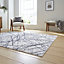 Silver Abstract Modern Easy To Clean Rug For Living Room Bedroom & Dining Room-80cm X 150cm