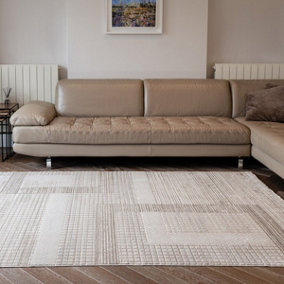 Silver Abstract Modern,Natural Fibers Wool Geometric Rug For Bedroom & Living Room-160cm X 230cm