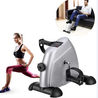 Silver Adjustable Resistance Mini Pedal Exerciser for Arm & Leg Workout