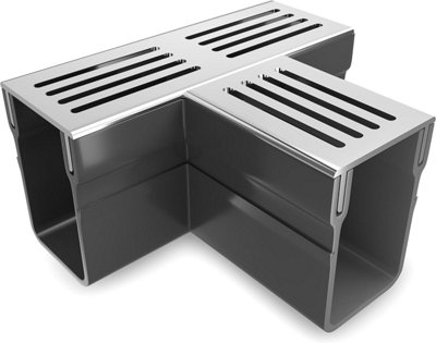 Silver Aluminium Threshold T Section - Driveway Patio Garden Drainage System - Single