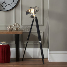 Silver and Black Tripod Floor Lamp