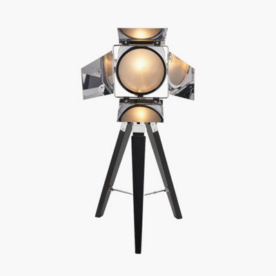Silver and Black Tripod Table Lamp