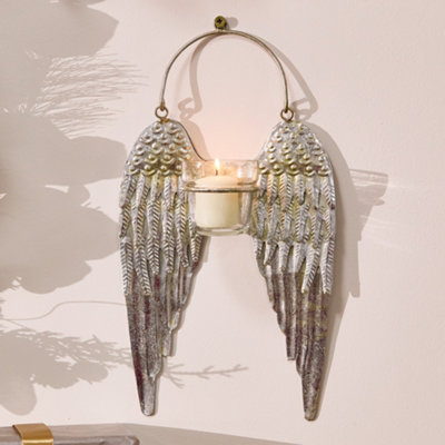 Silver Angel Wings Decorative Tealight Décor Wall Candle Holders