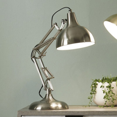 Silver Angled Task Table Lamp Study Desk Like